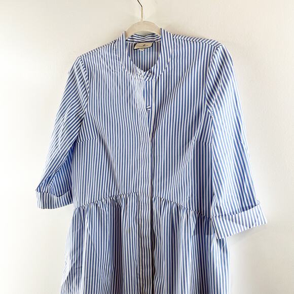 Tuckernuck Striped 3/4 Sleeve Royal Shirt Mini Dress Blue XS - Picture 6 of 10